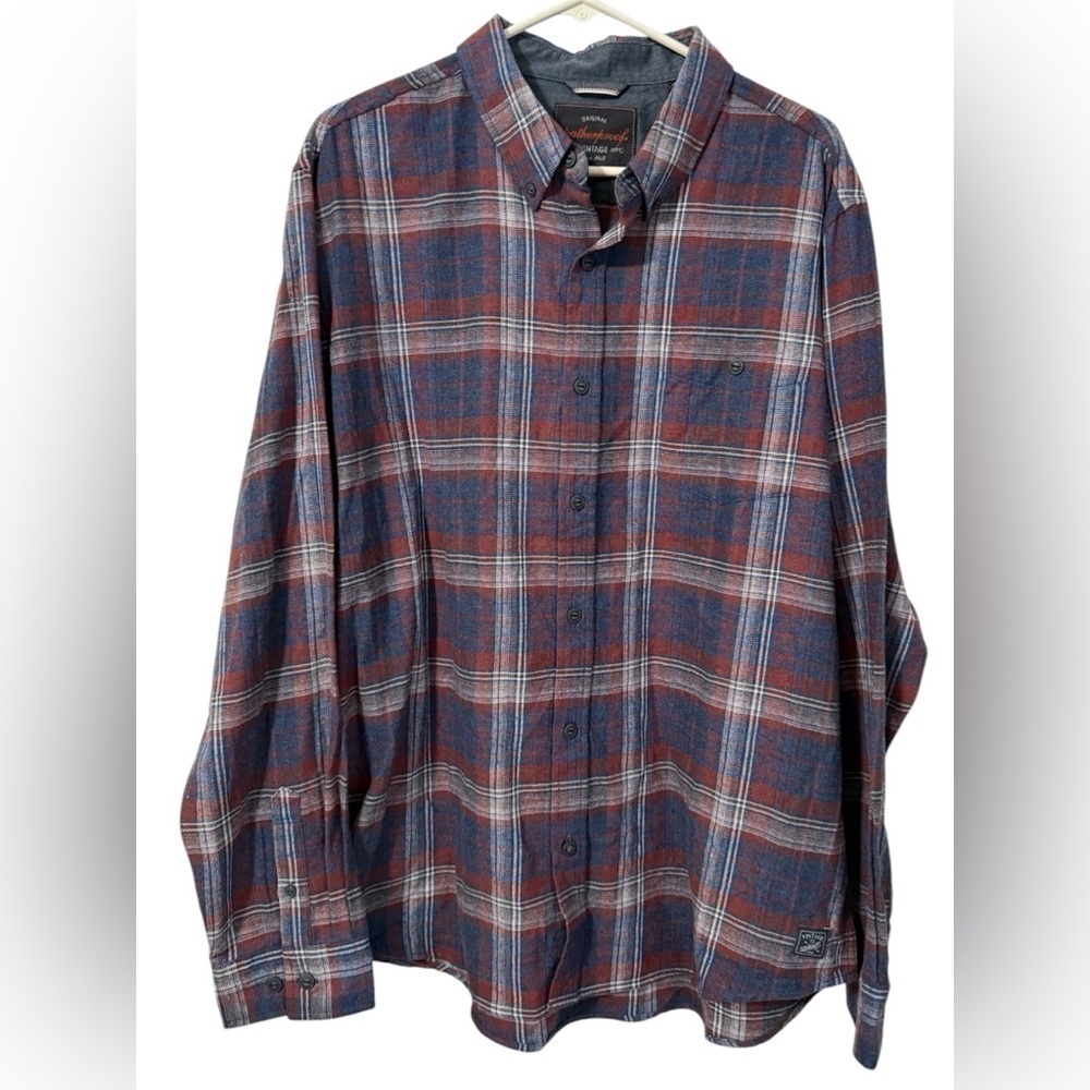 Weatherproof Vintage Men's Cotton blend Long Sleeve Flannel Plaid Shirt Size XXL